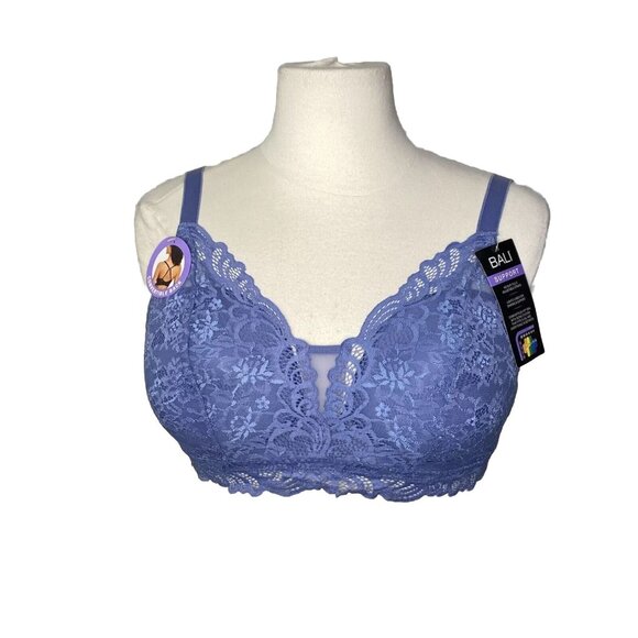 NWT Bali Women’s Convertible Back Bra Purple Lace Support Size Xl C Cup - Picture 1 of 7